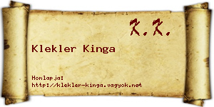 Klekler Kinga névjegykártya